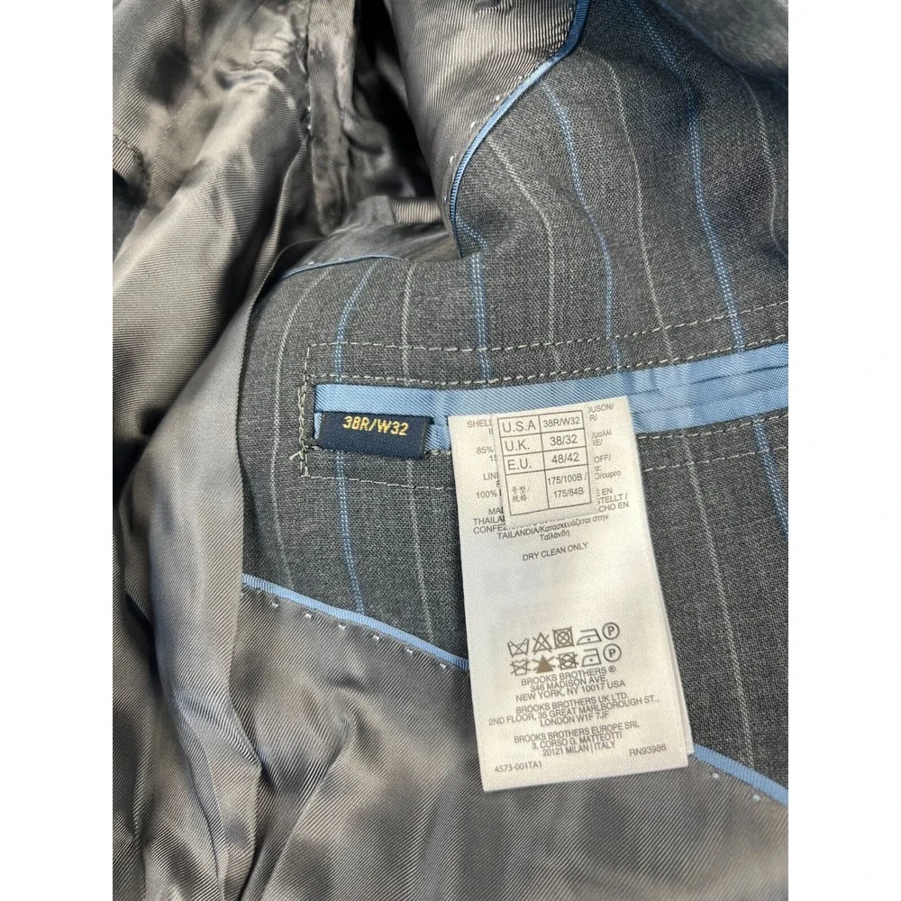 Brooks Brothers Suit 38 Regular Regent Fit Explorer Blazer Stripe‎ Gray Blue NWT